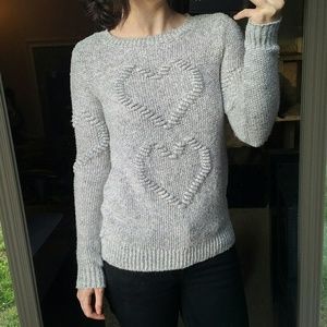 Lauren Conrad Grey Heart Knit Sweater